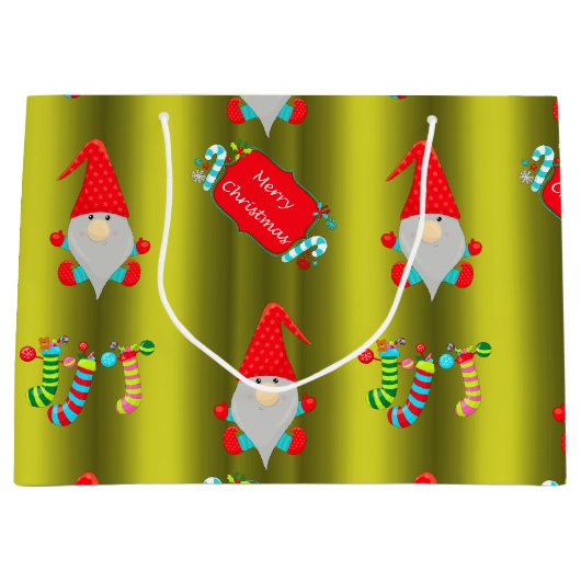 Cute Elves Chartreuse Green Kerstmis Groot Cadeauzakje (Voorkant)
