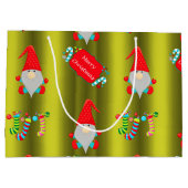 Cute Elves Chartreuse Green Kerstmis Groot Cadeauzakje (Achterkant)