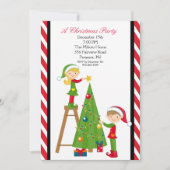 Cute Elves Decorting Tree Kerstparty nodigt uit Kaart (Voorkant)
