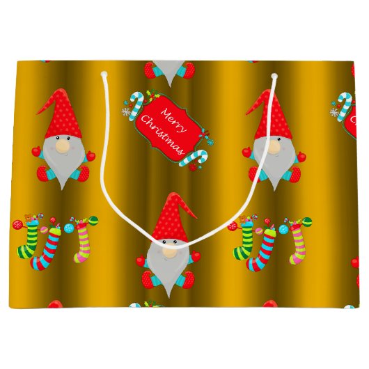 Cute Elves Golden Kerstmis Groot Cadeauzakje (Voorkant)