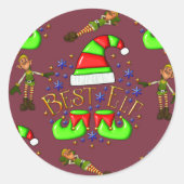 Cute Elves Kerstmis Ronde Sticker (Voorkant)