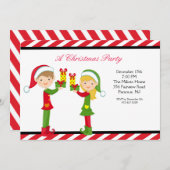 Cute Elves Kerstparty nodigt uit Kaart (Voorkant / Achterkant)