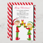 Cute Elves met cadeau voor kerstkaarten Feestdagenkaart (Voorkant / Achterkant)