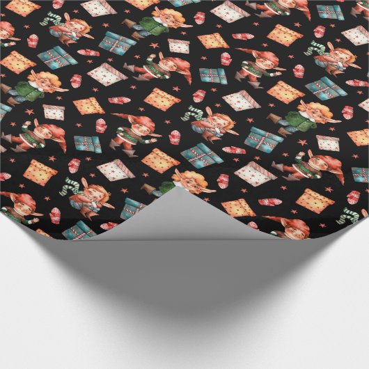 Cute Elves Pattern Cadeaupapier (Hoek)