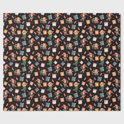Cute Elves Pattern Cadeaupapier (Vlak)