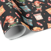 Cute Elves Pattern Cadeaupapier (Rol Hoek)