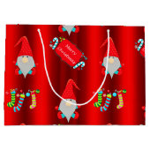 Cute Elves Red Kerstmis Groot Cadeauzakje (Achterkant)