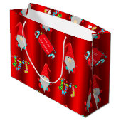 Cute Elves Red Kerstmis Groot Cadeauzakje (Achterkant Gekanteld)
