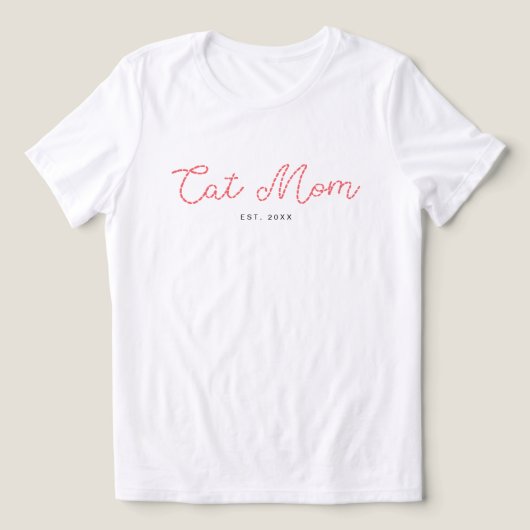 Cute Embroidered Cat Lover Mom Add Your Text Tri-Blend Shirt (Design voorkant)