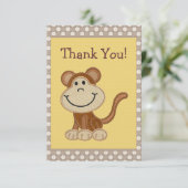 Cute Embroidery Monkey Dank u Baby shower Bedankkaart (Staand voorkant)