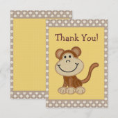 Cute Embroidery Monkey Dank u Baby shower Bedankkaart (Voorkant / Achterkant)