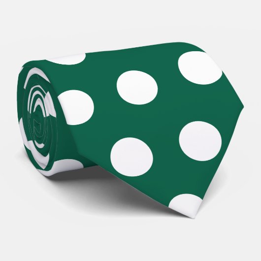 Cute emerald green en white large polka dots stropdas (Opgerold)