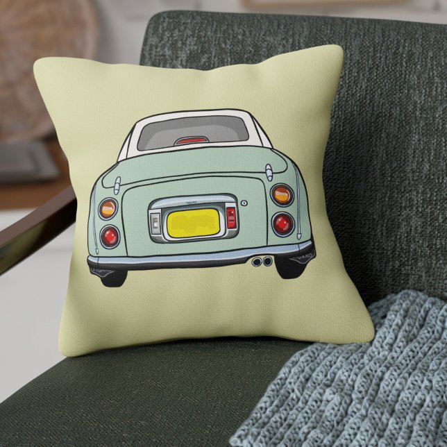 Cute Emerald Green Figaro Kussen (Fun emerald green figgy on a lighter green pillow perfect for your car or home)