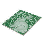 Cute Emerald Green Rabbit Bunny Floral Garden Cera Tegeltje (Zijkant)