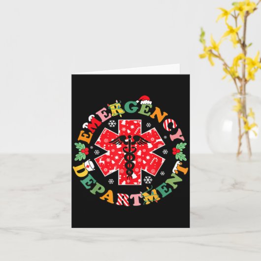 Cute Emergency Department Christmas Er Nurse Santa Kaart (Gele Bloem)