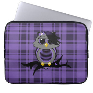 Cute Emo Owl en Plaid 13-inch Electronics Bag Laptop Sleeve