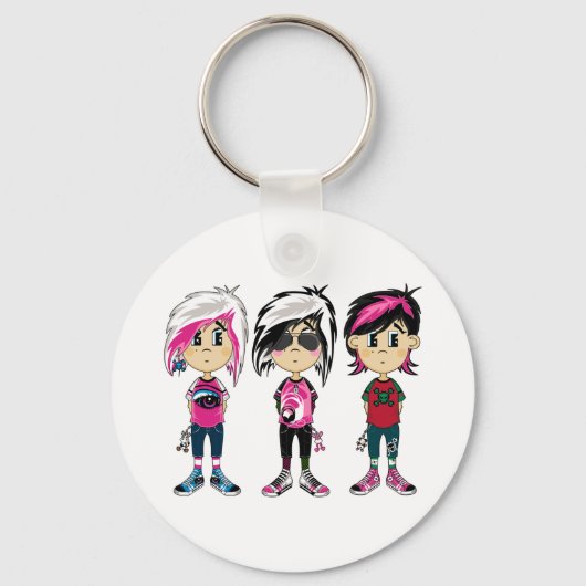 Cute Emo Punk Girls Sleutelhanger (Voorkant)