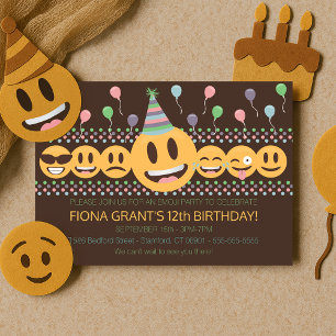 Cute Emoji Birthday Party Invitation Kaart