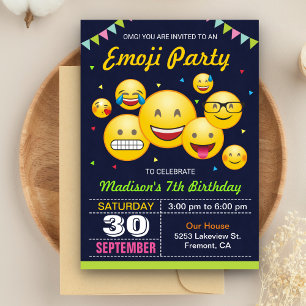 Cute Emoji Birthday Party Kaart