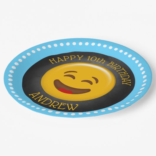 Cute Emoji Birthday Party Papieren Bordje (Gekanteld)