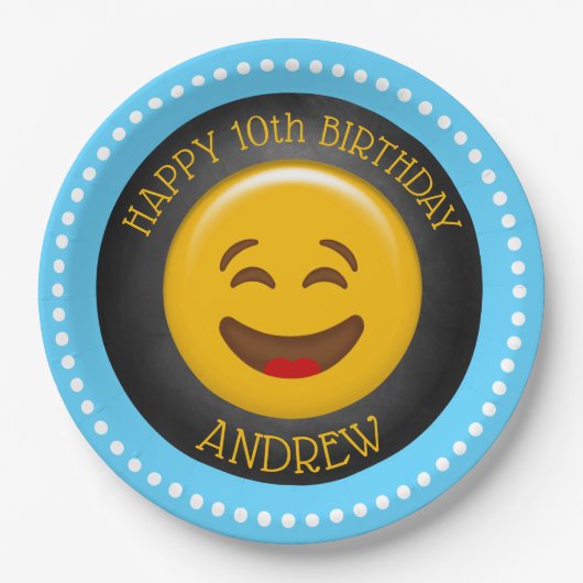 Cute Emoji Birthday Party Papieren Bordje (Voorkant)