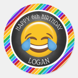 Cute Emoji Birthday Party Ronde Sticker