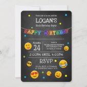 Cute Emoji Chalkboard Birthday Party Kaart (Voorkant)