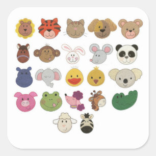 Cute emoji diergezichten vierkante sticker