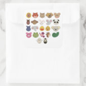 Cute emoji diergezichten vierkante sticker (Tas)