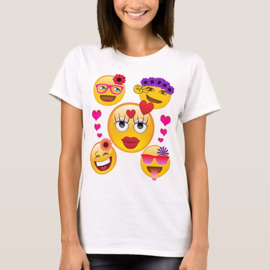 Cute Emoji Faces voor kinderen en volwassenen T-shirt (Voorkant)