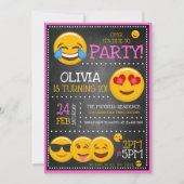 Cute Emoji Girl's Birthday Party Kaart (Voorkant)