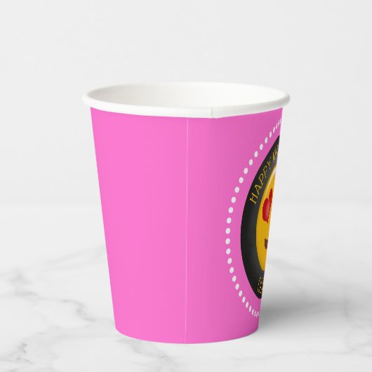 Cute Emoji Girl's Birthday Party Papieren Bekers (Rechts)