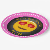 Cute Emoji Girl's Birthday Party Papieren Bordje (Gekanteld)