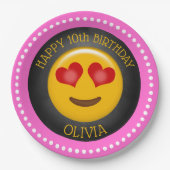 Cute Emoji Girl's Birthday Party Papieren Bordje (Voorkant)