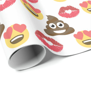 Cute Emoji in de liefde, Poop emoji & kisses Cadeaupapier