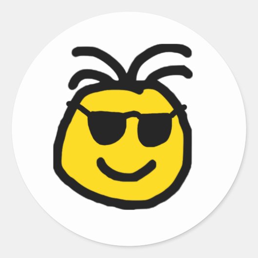 Cute Emoji met Shades Ronde Sticker (Voorkant)