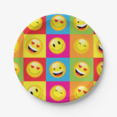 Cute Emoji Party Emoticon Faces Checkerboard Papieren Bordje (Voorkant)