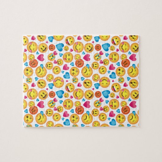 Cute Emoji Print op White Puzzle Legpuzzel (Horizontaal)
