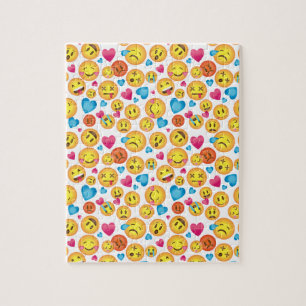 Cute Emoji Print op White Puzzle Legpuzzel