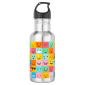 Cute Emoji School Logo Persoonlijke naam Kind Waterfles (Voorkant)