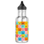 Cute Emoji School Logo Persoonlijke naam Kind Waterfles (Rechts)