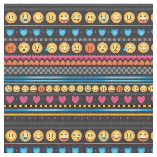 Cute Emoji Stripe Fabric Stof (Close Up)