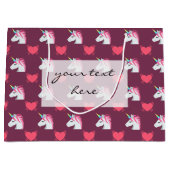 Cute Emoji Unicorn en Hearts Pattern Large Cadeautasje (Voorkant)