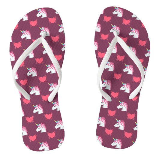 Cute Emoji Unicorn en Hearts Pattern Teenslippers (Voetbed)