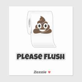 Cute Emoticon Poop and Toilet Paper Sticker