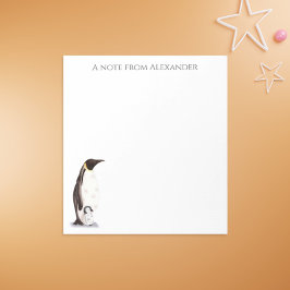 Cute emperor pinguin met gepersonaliseerde baby notitieblok