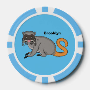 Cute Emperor Tamarin illustration cartoon Poker Chips