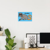 Cute Emperor Tamarin illustration cartoon Poster (Thuiskantoor)