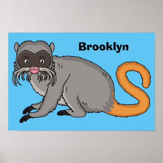 Cute Emperor Tamarin illustration cartoon Poster (Voorkant)