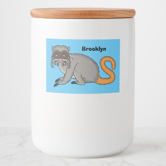 Cute Emperor Tamarin illustration cartoon Voedselcontainer Etiket (Voorkant)